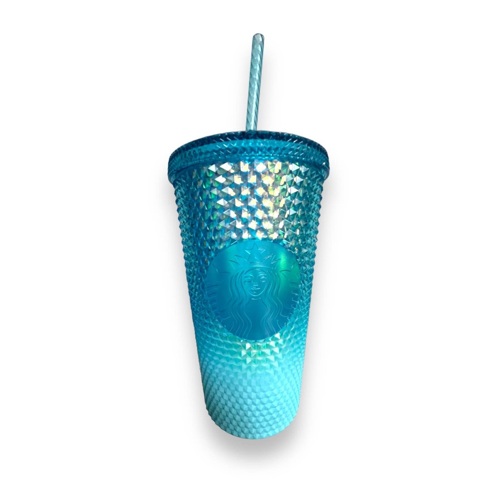 Starbucks 2023 Winter Blue Studded & Green Jeweled Ombre 16 oz Cold Cup Tumbler - Picture 9 of 14
